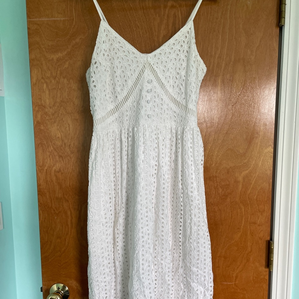 White Spaghetti Strap midi dress